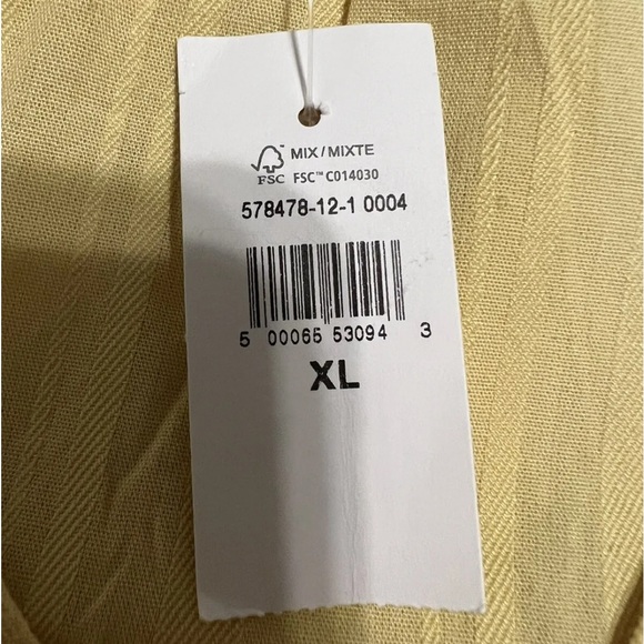 Gap Rollup Short Sleeve V-neck Yellow Striped Boho NWT Blouse Size XL - Picture 5 of 7